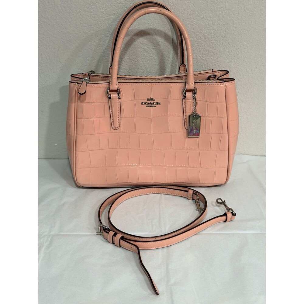 Coach Surrey Carryall Purse Light Pink PETAL Leather Crossbody Satchel